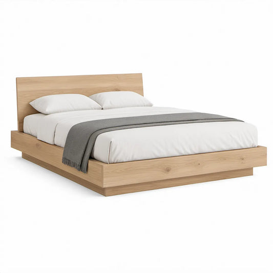 Dobbeltsengsramme 180 x 200 cm i MDF med egefiner, natur eg